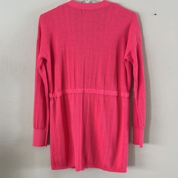 Neiman Marcus open cardigan with tie at waist long sleeves coral color size S - Picture 6 of 13